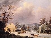 George Henry Durrie Jones Inn, Winter oil painting on canvas